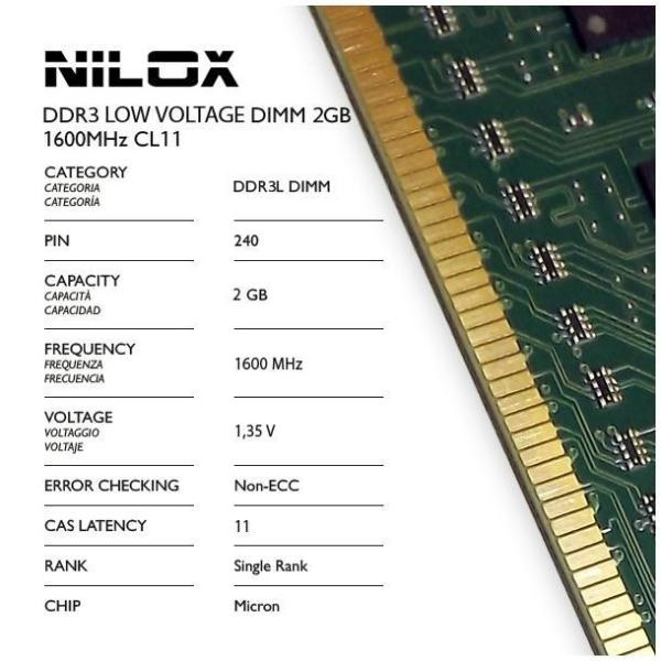 Nilox Ram 2 Gb Ddr3 1600 Mhz Cas 11